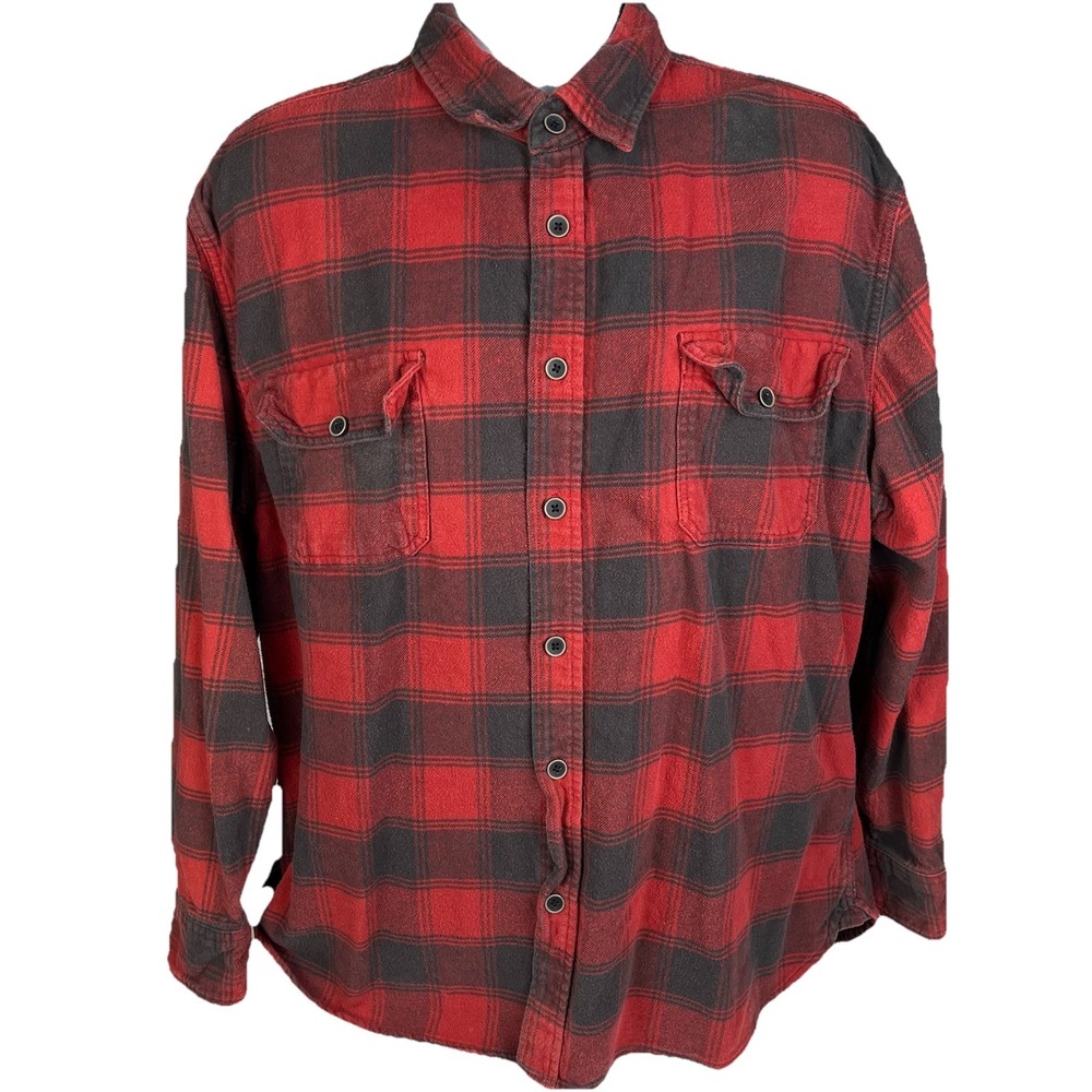 Jachs Buffalo Check Heavy Flannel Shirt Size Large Red Black Cabincore